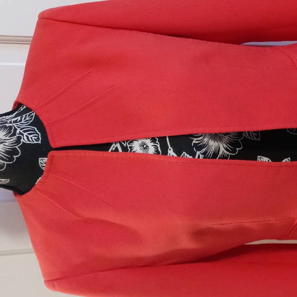 💋VTG Tahari💋 - Red Open Front Stretch Jacket - Picture 4 of 11